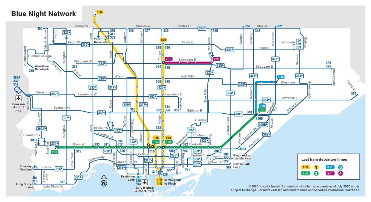 خريطة ليلة حافلة تورونتو