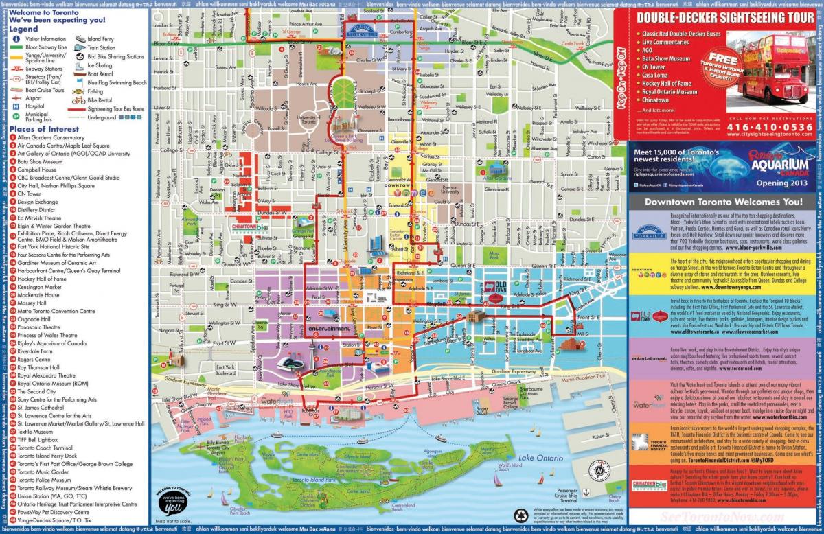 خريطة تورونتو هوب على هوب إيقاف الحافلة السياحية