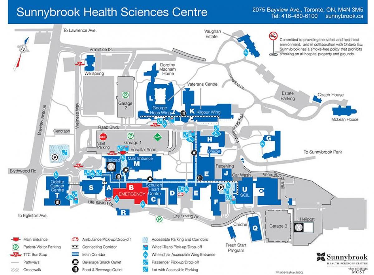 خريطة سونيبروك مستشفى تورونتو