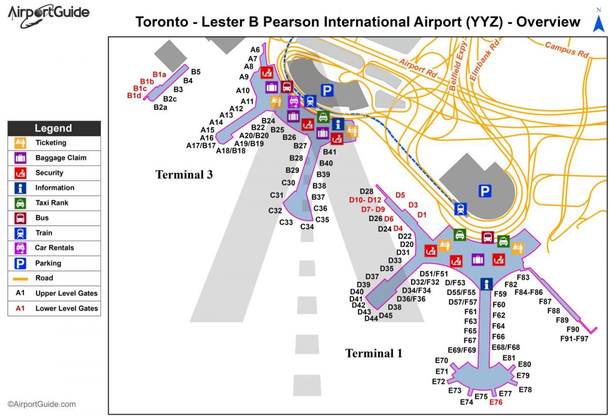 تورونتو بيرسون خريطة
